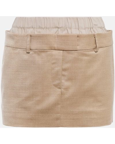 AYA MUSE Layered Wool-blend Miniskirt - Natural