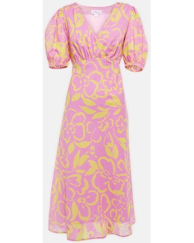 Velvet Charlotte Floral Cotton Midi Dress - Pink