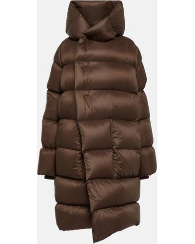 Rick Owens Quilted Hooded Down Coat - Brown