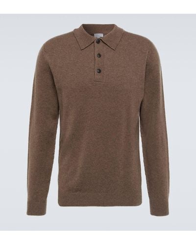 Sunspel Lambswool Long-sleeved Polo Shirt - Brown