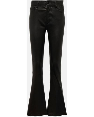 7 For All Mankind Bootcut Tailorless Leather Pants - Black