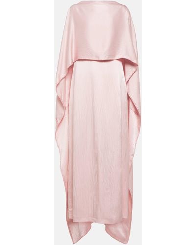 Gabriela Hearst Caped Silk Satin Gown - Pink