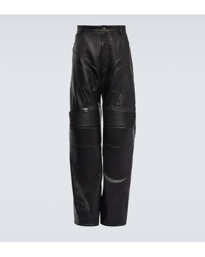Balenciaga Leather Biker Pants - Black
