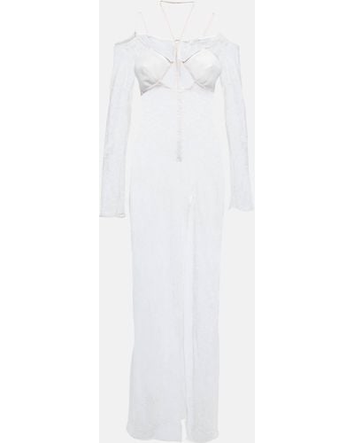 Nensi Dojaka Bridal Cutout Lace Gown - White
