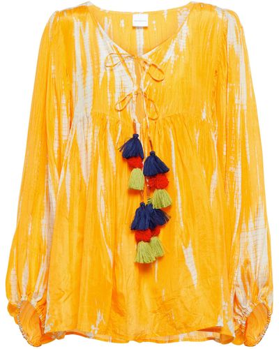 Anna Kosturova Tie-dye Silk Top - Yellow
