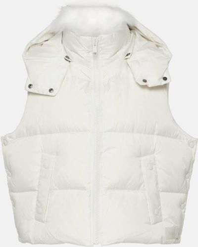 Yves Salomon Shearling-trimmed Cropped Down Vest - White