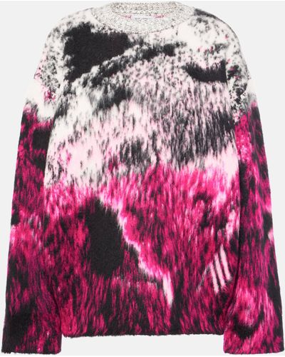 The Attico Oversized Wool-blend Jacquard Sweater - Pink