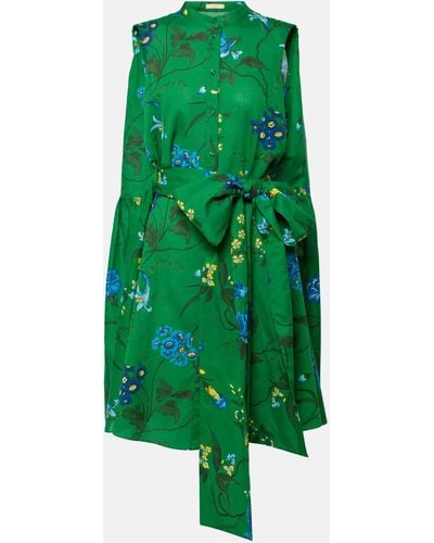 Erdem Cotton And Linen Minidress - Green
