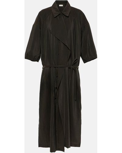 Lemaire Gathered Silk-blend Shirt Dress - Black