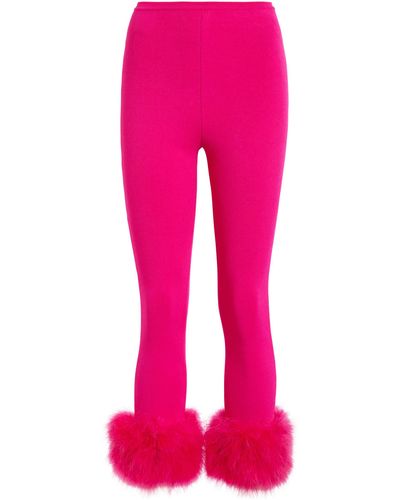 Magda Butrym High-rise Faux Fur-trimmed leggings - Pink