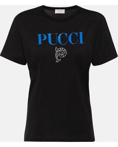 Emilio Pucci Logo Cotton Jersey T-shirt - Black