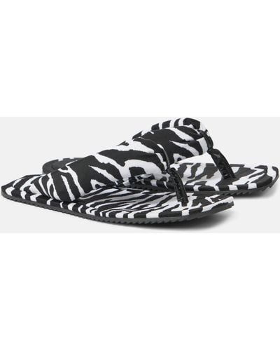 The Attico Indie Zebra-Print Satin Thong Sandals - White