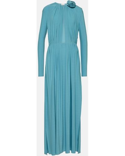Magda Butrym Floral-brooch Maxi Dress - Blue
