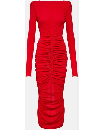 Givenchy Ruched Crepe Midi Dress - Red