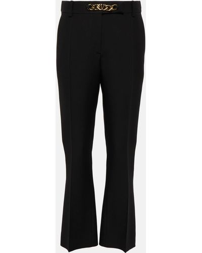 Valentino Vlogo Chain Wool And Silk Pants - Black