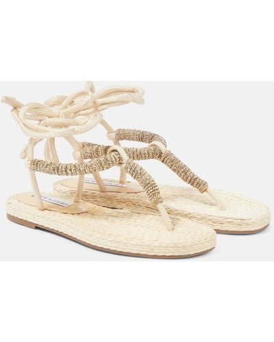 Aquazzura Sunkissed Embellished Thong Sandals - Natural