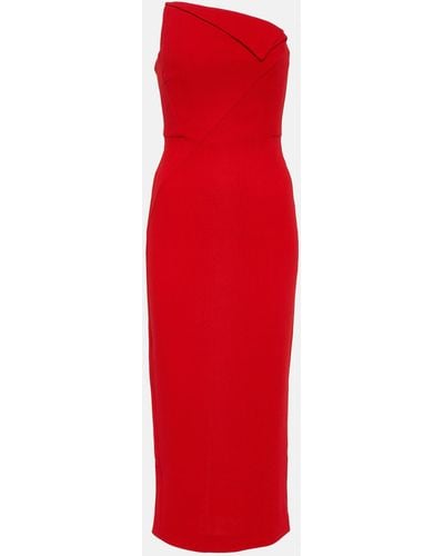 Roland Mouret Origami Wool Midi Dress - Red