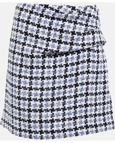 Carolina Herrera Checked Cotton-blend Miniskirt - Blue