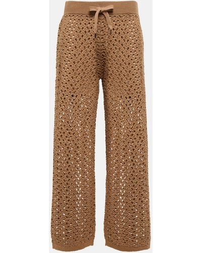 Brunello Cucinelli Cotton, Linen And Silk Sweatpants - Brown