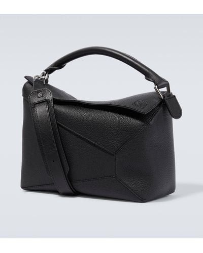 Loewe Puzzle Medium Leather Shoulder Bag - Black