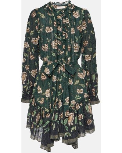 Ulla Johnson Anais Floral Cotton-blend Minidress - Green