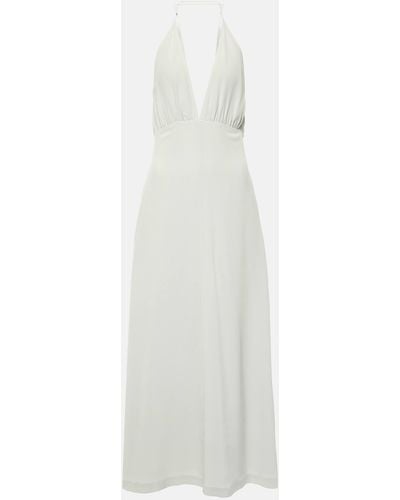 Totême Halterneck Silk Crepe De Chine Maxi Dress - White