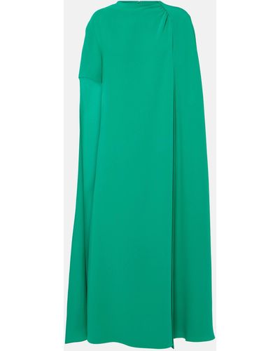 Valentino Cady Couture Caped Midi Dress - Green