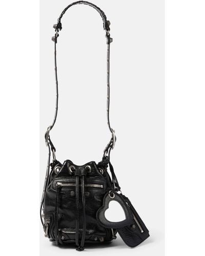 Balenciaga Le Cagole Xs Leather Bucket Bag - Black