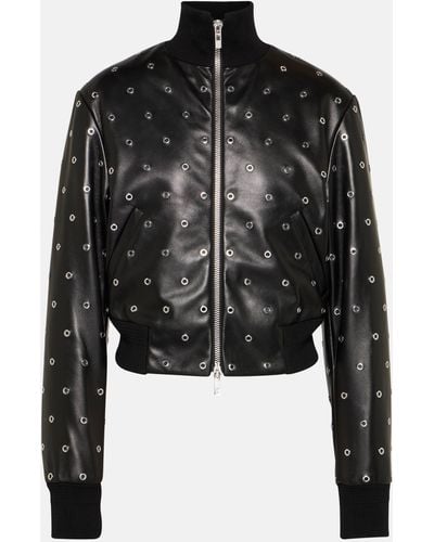 Alaïa Studded Leather Bomber Jacket - Black