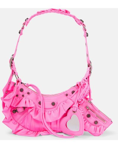 Balenciaga Le Cagole Xs Ruffled Shoulder Bag - Pink