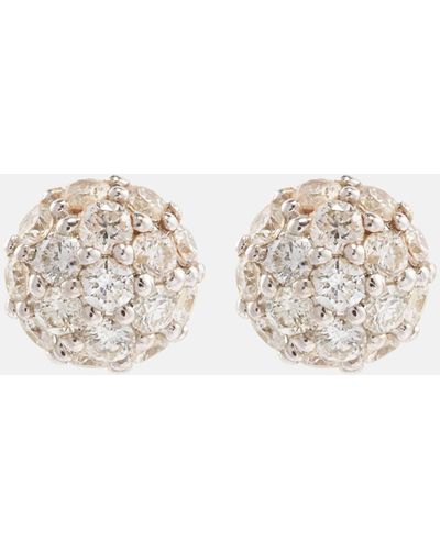 STONE AND STRAND Dainty Mirror Ball 10kt Gold Earrings With Diamonds - White