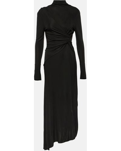 Victoria Beckham Gathered Draped Midi Dress - Black