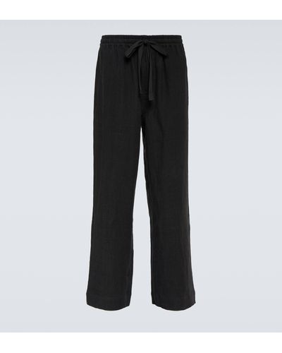 Commas Wide-leg Linen Pants - Black