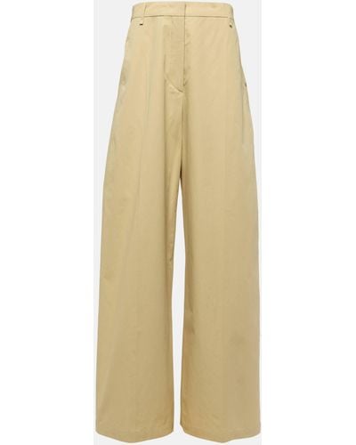 Sportmax Gebe Low-rise Cotton Wide-leg Pants - Natural