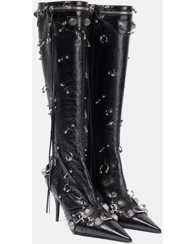 Balenciaga Cagole 90Mm Pointed-Toe Boots - Black