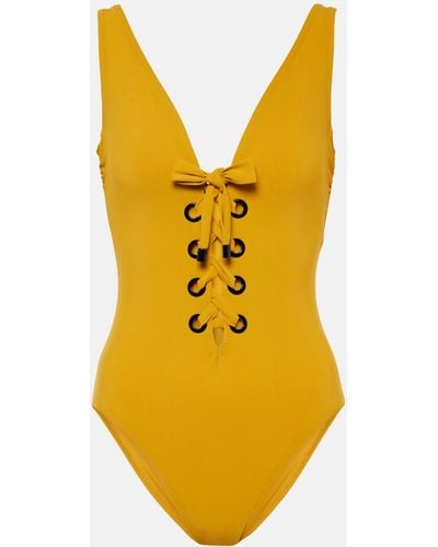 Karla Colletto Lucy Lace-up Swimsuit - Yellow