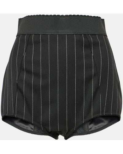 Dolce & Gabbana Pinstripe Wool-blend Shorts - Black
