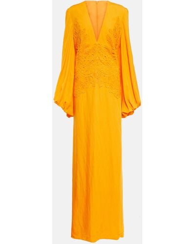 Costarellos Broderie Anglaise Gown - Orange