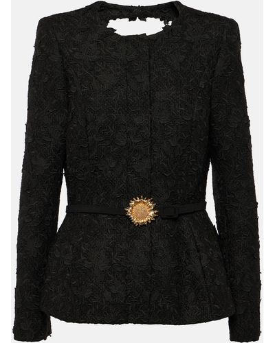 Oscar de la Renta Embroidered Jacket - Black