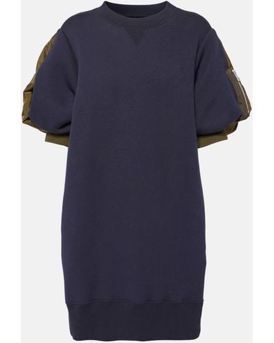Sacai Cotton-blend Sweatshirt Dress - Blue