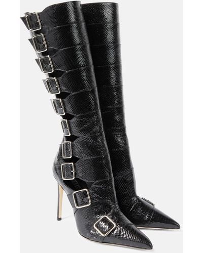Paris Texas Tyra 105 Snake-effect Leather Boots - Black