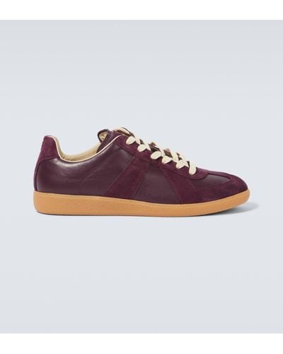 Maison Margiela Replica Leather And Suede Sneakers - Purple