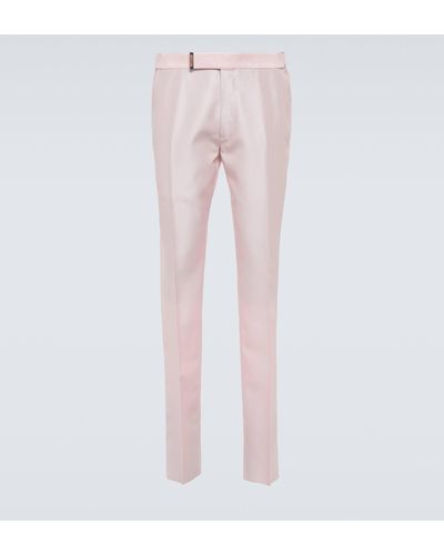 Tom Ford Atticus Ll Wool And Silk Suit Pants - Natural