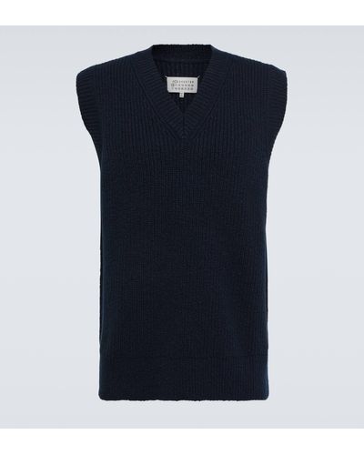 Maison Margiela Donegal Wool And Cashmere Tabard Vest - Blue