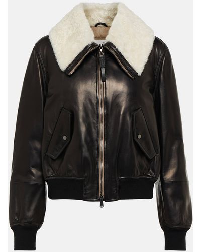 Brunello Cucinelli Shearling-lined Leather Jacket - Black