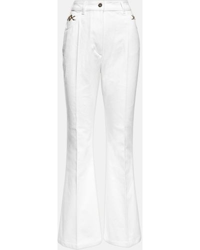 Patou Embellished High-rise Flared Jeans - White