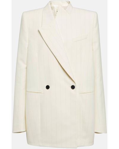 Khaite Malek Striped Cotton Tuxedo Jacket - White