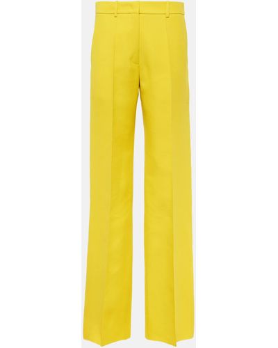 Valentino Crepe Couture High-rise Straight Pants - Yellow