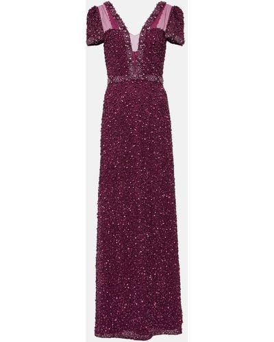 Jenny Packham Embellished Gown - Purple