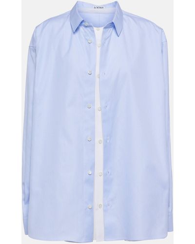 Loewe Double Layer Cuffed Cotton-blend Shirt 1 - Blue